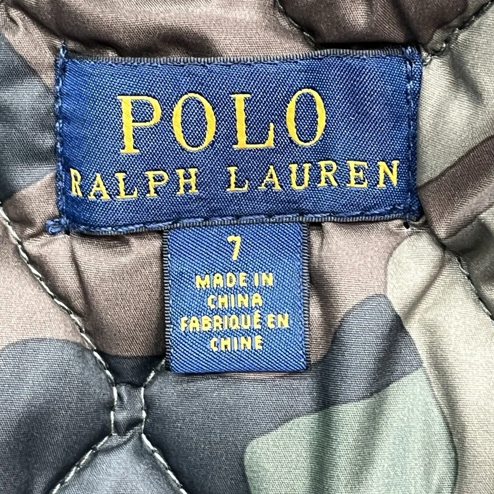 Polo Ralph Lauren Diamond Quilted Vest‎  Boys 7 Chocolate Brown Camo Interior